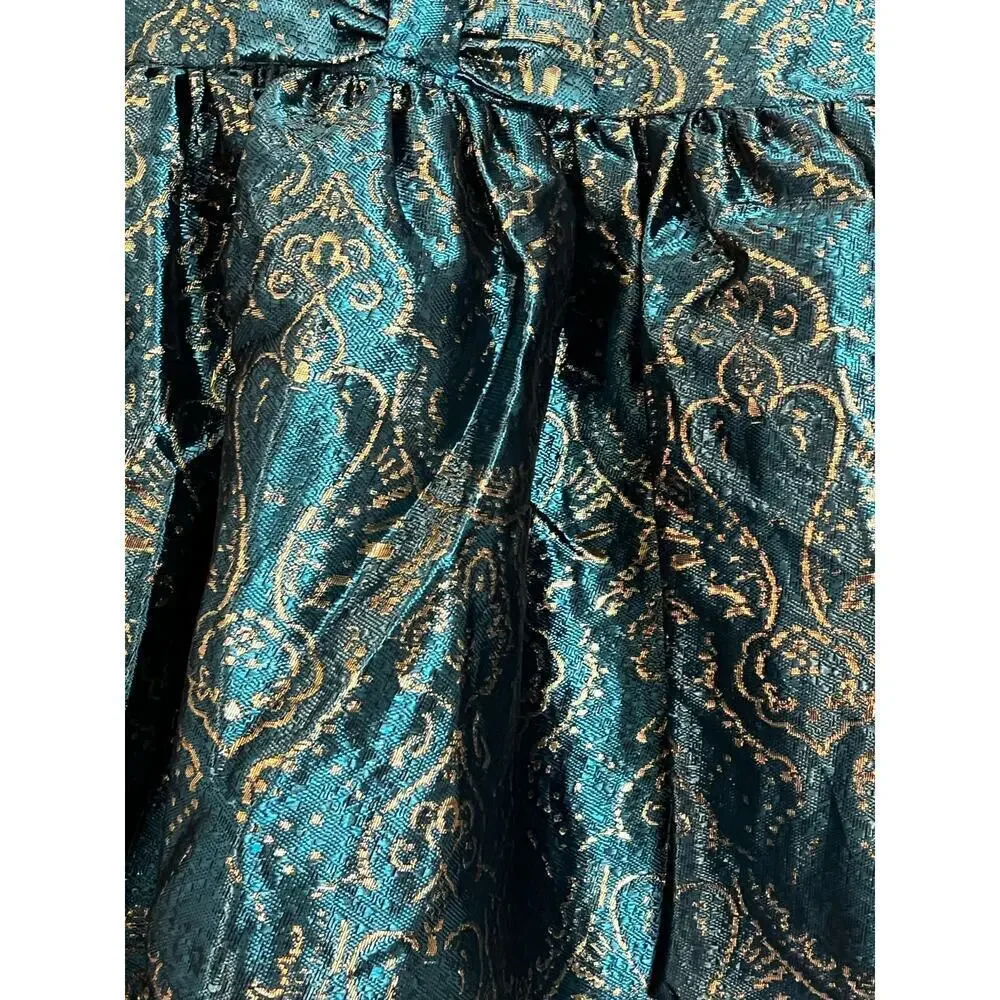 Girls Teal and Gold Party Dress - Picture 3 of 8